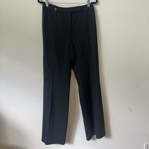 Ann Taylor Women's Black Pinstripe Lined Flat Front Dress Trousers Pants Size 12